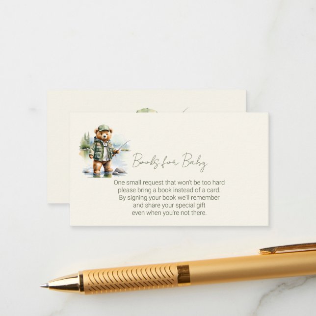  Books for Baby Cute Bear Fishing  Enclosure Card (Front/Back In Situ)