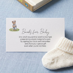  Books for Baby Cute Blue Bear Golfing  Enclosure Card