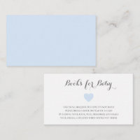 Books for Baby Cute Blue Heart Boy Baby Shower Enclosure Card