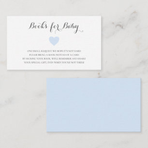 Books for Baby Cute Blue Heart Boy Baby Shower Enclosure Card