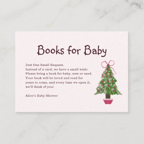 Books for Baby Cute Christmas Tree Baby Shower Enclosure Card