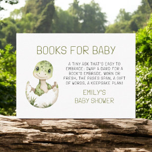 Books For Baby Cute Dinosaur Watercolor Shower Enclosure Card