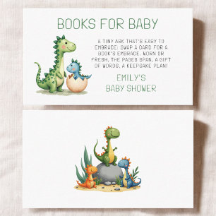 Books For Baby Cute Dinosaur Watercolor Shower Enclosure Card