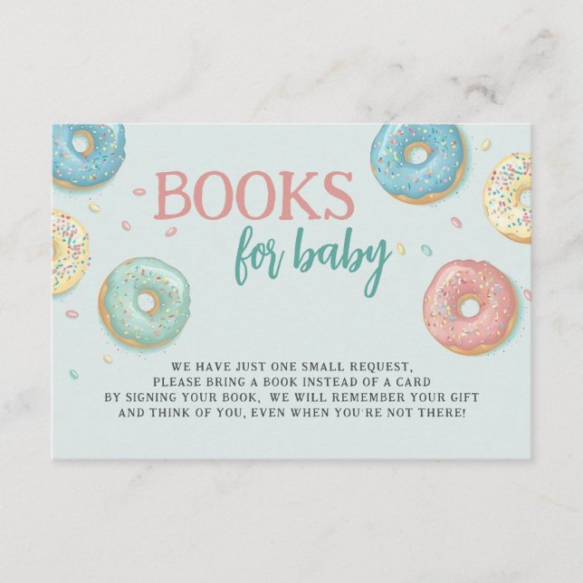 Books for Baby Cute Donuts Baby Shower Enclosure Card (Front)