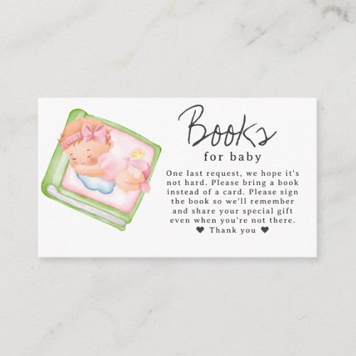 Books For Baby Cute Little Girl Baby Shower Enclosure Card