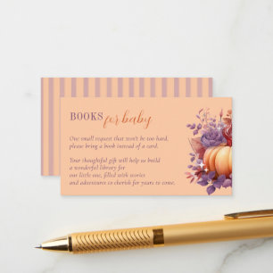 Books for Baby Cute Pumpkin Baby Shower  Enclosure Card