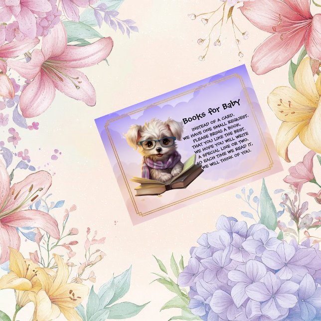 Books for Baby Cute Puppy Dog Reading A Book Enclosure Card (Creator Uploaded)