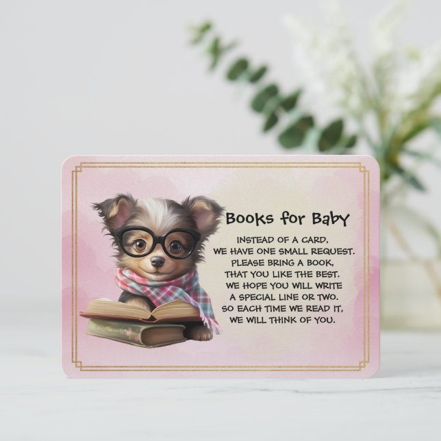 Books for Baby Cute Puppy Dog Reading A Book Enclosure Card (Standing Front)