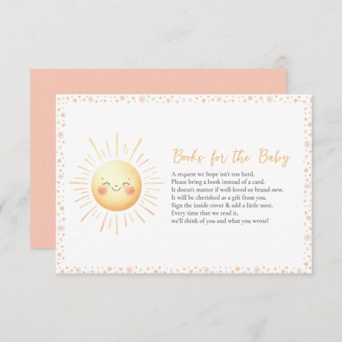 Books for Baby Cute Sunshine Theme Baby Shower  Enclosure Card