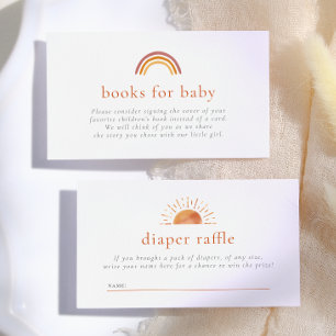 Books for Baby & Diaper Raffle Sun Baby Shower Enclosure Card