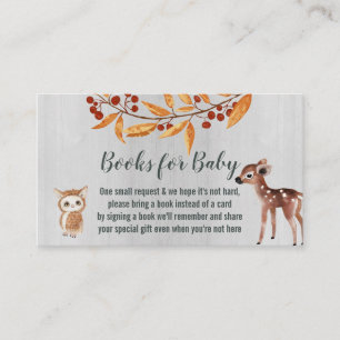 Books For baby/Diaper Raffle Woodland Animals Business Card