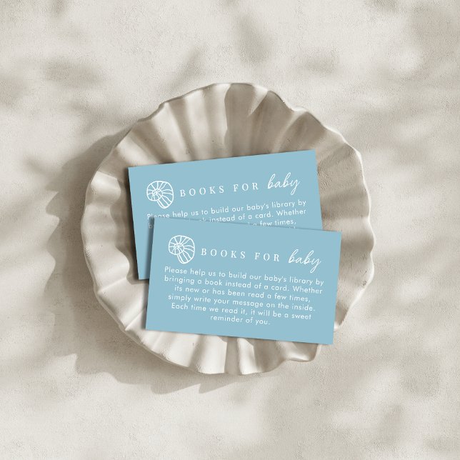 Books For Baby Dusty Blue Coastal Baby Shower Enclosure Card (Creator Uploaded)