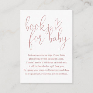 Books For Baby Dusty Rose Pink Baby Shower Enclosure Card