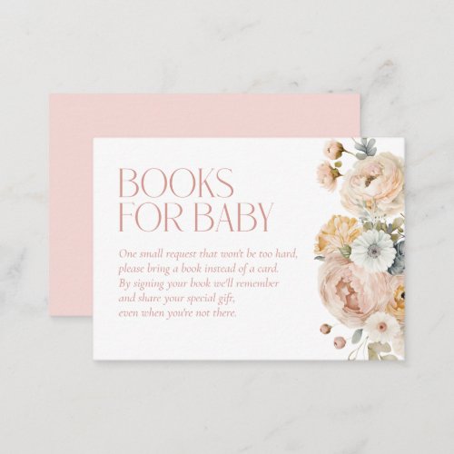 Books for Baby Elegant Vintage Floral Baby Shower Enclosure Card