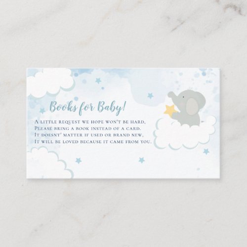 Books for Baby Elephant Baby Shower  Enclosure Card