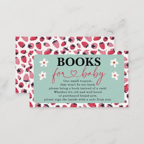 Books for Baby Enclosure Card Berry Baby Shower