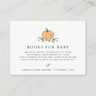 Books for Baby Enclosure Fall Watercolor Pumpkin Card