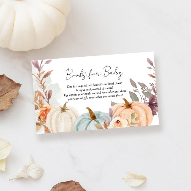 Books for Baby Fall Little Pumpkin Baby Shower Enclosure Card (Creator Uploaded)
