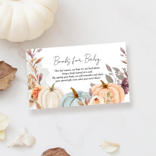 Books for Baby Fall Little Pumpkin Baby Shower Enclosure Card