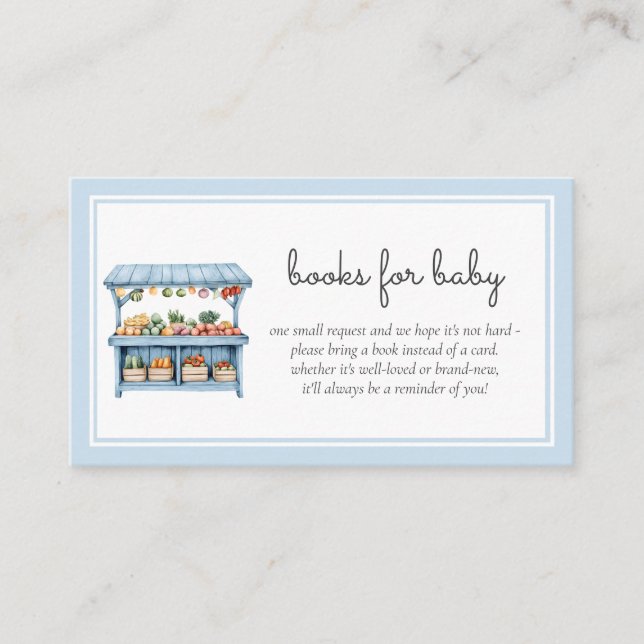 Books for Baby Farmers Market Baby Boy Shower Enclosure Card (Front)