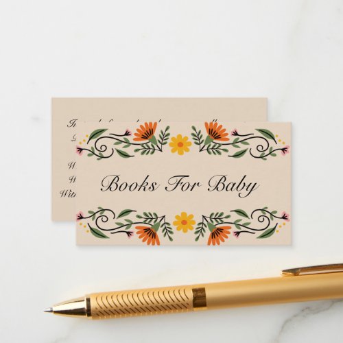 Books For Baby Floral Baby Shower Enclosure Card