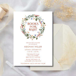 Books For Baby Floral Baby Shower Invitation