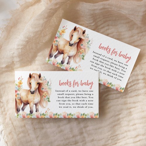 Books for Baby Floral Horse Baby Shower Enclosure Card