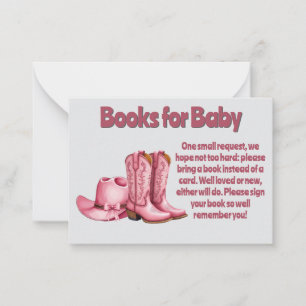 Books for Baby Girl and Diaper Raffle Cowboy Style Note Card