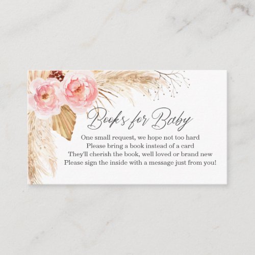 Books for baby girl boho floral pampass grass enclosure card
