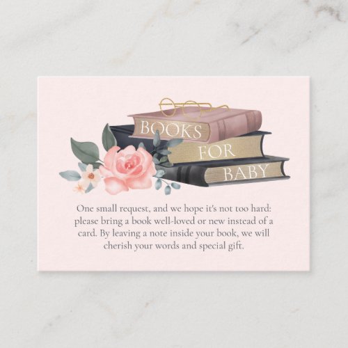 Books for Baby Girl Floral Roses  Stacked Books Enclosure Card