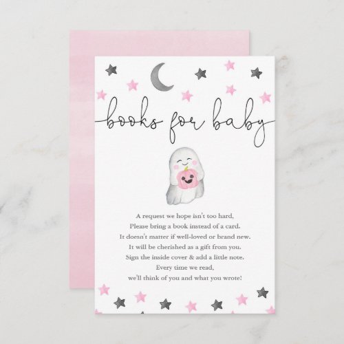 Books for Baby girl Halloween ghost baby shower Enclosure Card