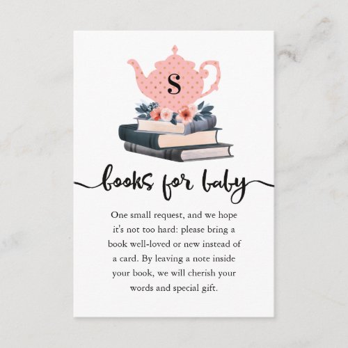 Books For Baby Girl Pink Vintage Tea Party  Books Enclosure Card