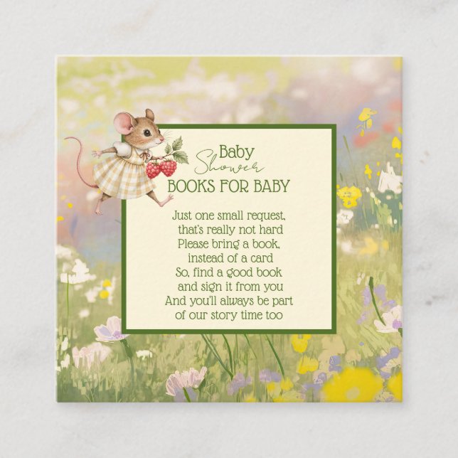 Books for Baby Girl Woodland Animal Shower Enclosure Card (Front)