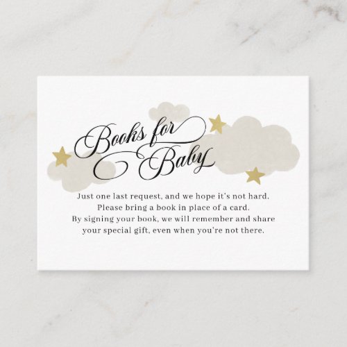 Books For Baby Gold Stars Shower Enclosure Card