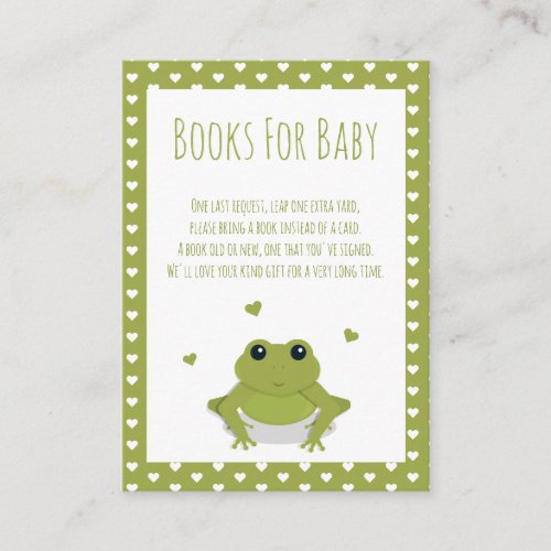 Books for Baby Green Frog Hearts Request Enclosure Card