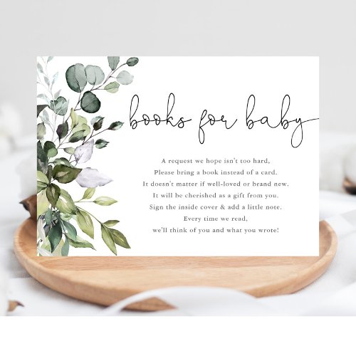 Books for Baby greenery gender neutral baby shower Enclosure Card