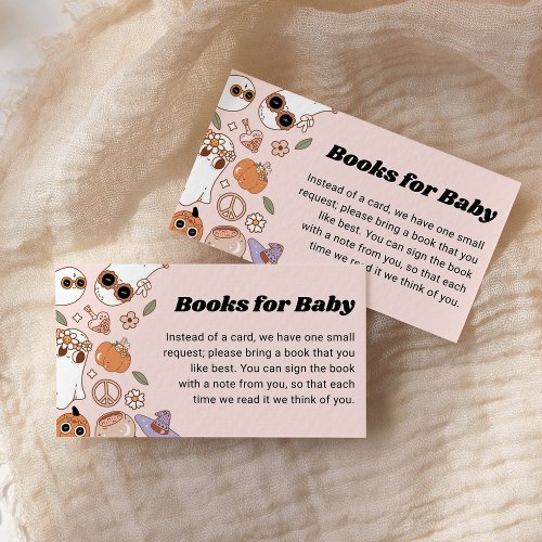 Books For Baby Groovy Halloween Ghost Baby Shower Enclosure Card