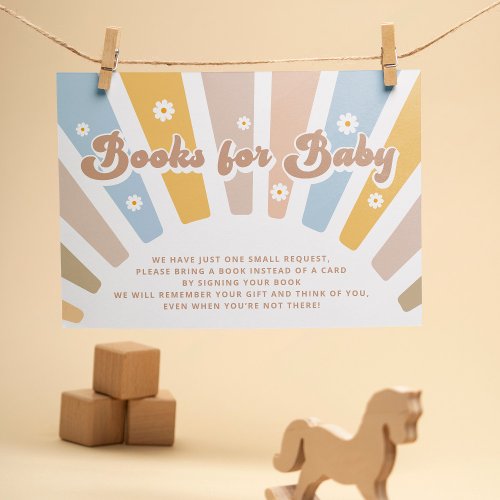 Books for Baby Groovy Retro Sunshine Baby Shower Enclosure Card