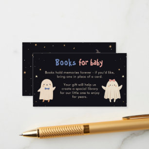 Books for Baby Halloween Ghosts Gender Reveal Enclosure Card