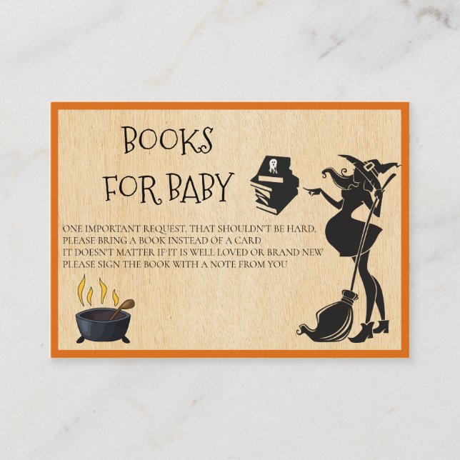 Books for Baby Halloween Pregnant witch Shower  Enclosure Card (Front)