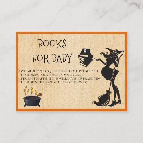 Books for Baby Halloween Pregnant witch Shower  Enclosure Card