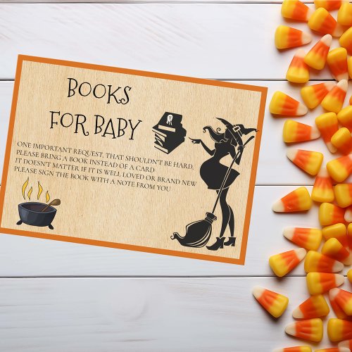 Books for Baby Halloween Pregnant witch Shower Enclosure Card