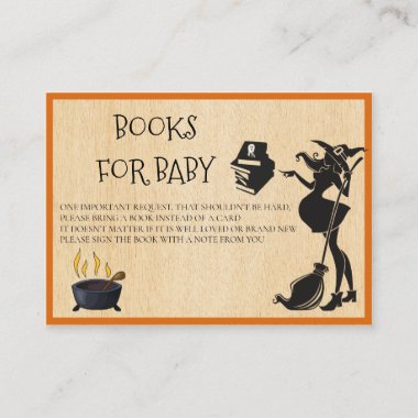 Books for Baby Halloween Pregnant witch Shower Enclosure Card