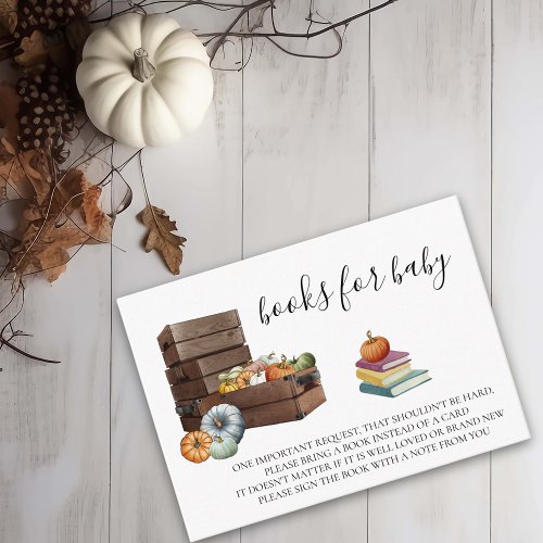 Books for Baby Halloween Pumpkin Watercolor Enclosure Card