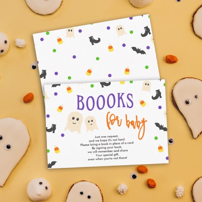 Books for Baby Halloween Shower Baby Book Request Enclosure Card (Halloween theme books for baby for an October baby shower.)
