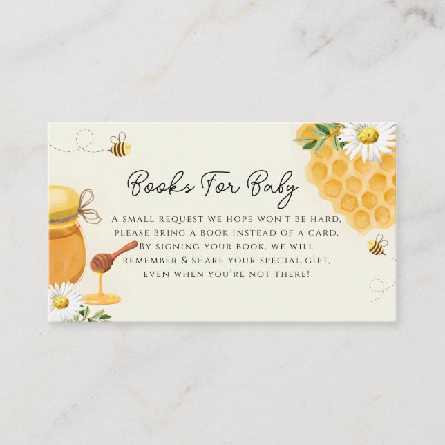 Books For Baby honeycombs baby shower  Enclosure Card (Front)