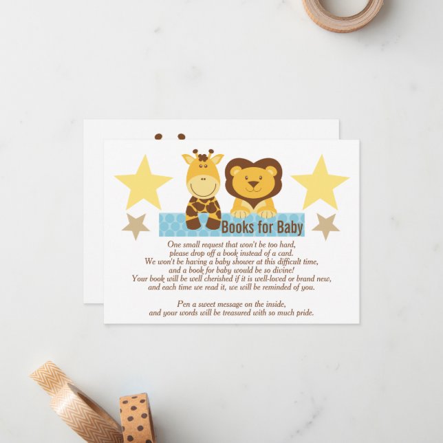 Books For Baby in Lieu of Baby Shower Note Card (Front/Back In Situ)