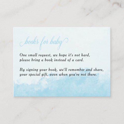 Books for Baby Ink Wash Texture Blue Baby Shower Enclosure Card