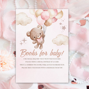 Books for Baby Insert Card – Pink Watercolor Bear 