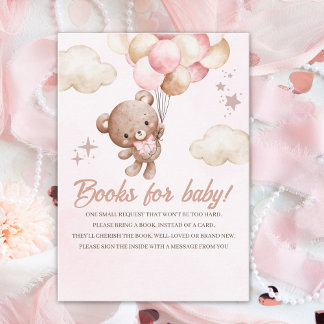 Books for Baby Insert Card – Pink Watercolor Bear